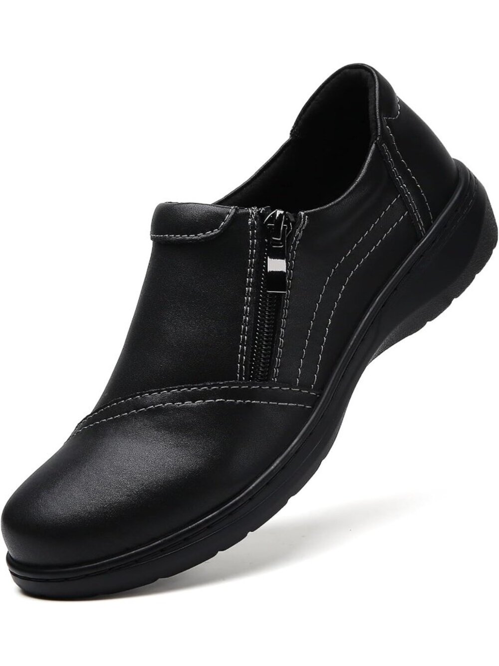 Women's Black Lightweight Comfort Orthopedic Slip-On Casual Walking Loafer Shoes